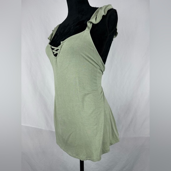Torrid Super Soft Knits Green Flutter Sleeve Tank - Picture 2 of 6